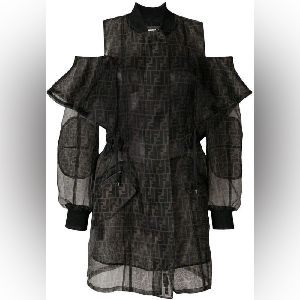 Beautiful 100% Authentic Fendi monogram sheer dress/ coat.